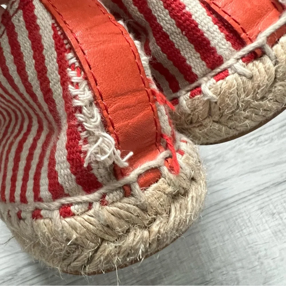 TORY BURCH Flams Red and White Espadrilles Size 11
